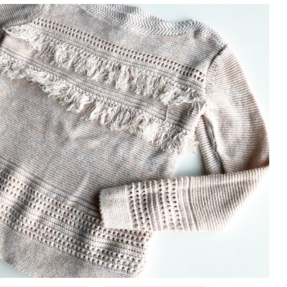 Old Navy Kids Girls Long Sleeve Fringe Sweater, Grey - Picture 3 of 7